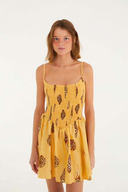 Vestido Mangas Concha Pintada