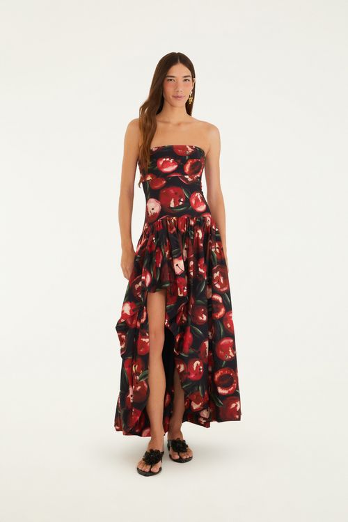 Vestido Longo Cereja Pintada