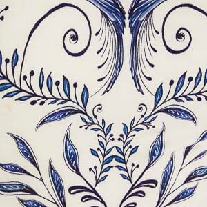 Imagen de la estampado azul y blanco del vestido midi.