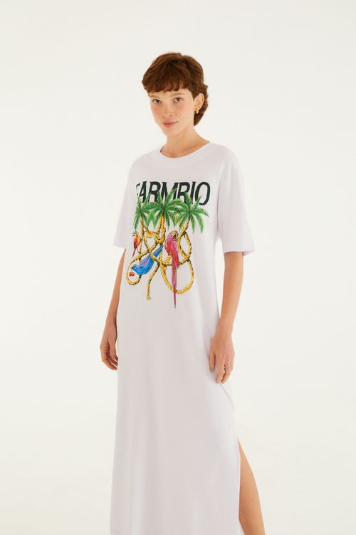 Vestido Midi Cordas e Aves Farm Rio